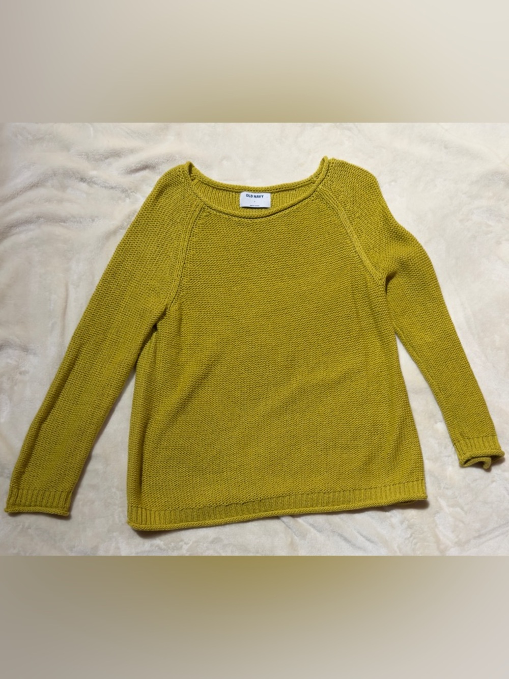Old Navy Women's Mustard Green Scoop Neck Knit Sweater